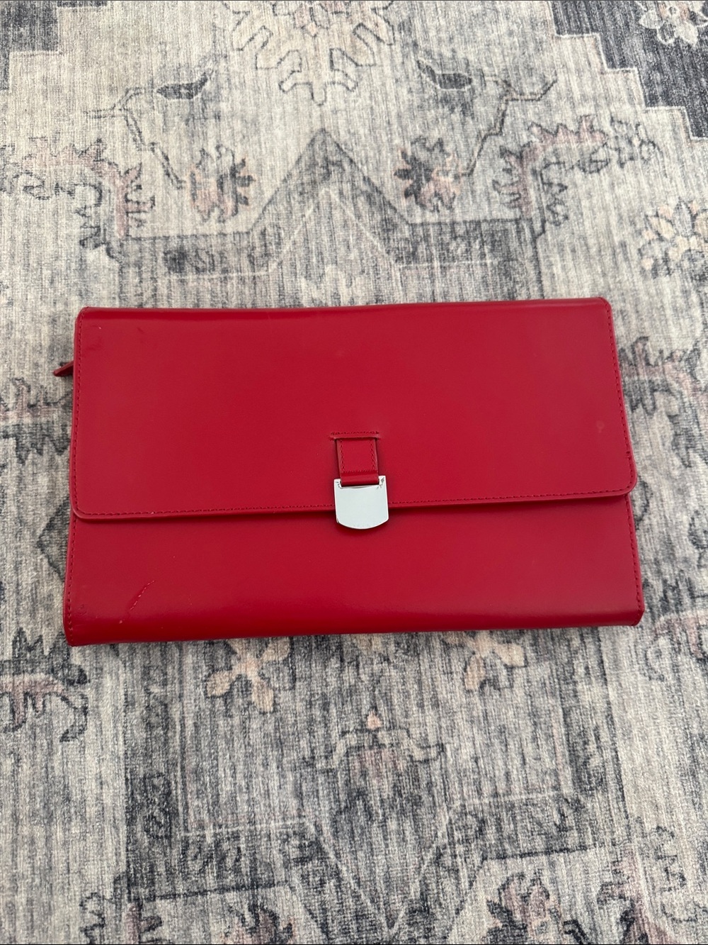 Red Leather Jewelry Case with Silver Hardware